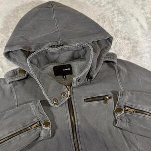 Y2K Hurley Hooded Utility Zip Jacket | Washed Gray | Small